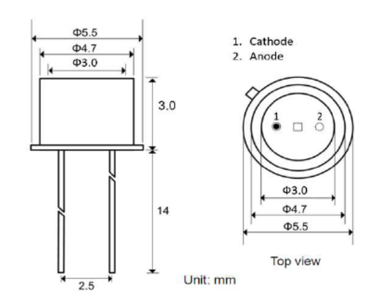 紅外光電二極管機(jī)械圖紙